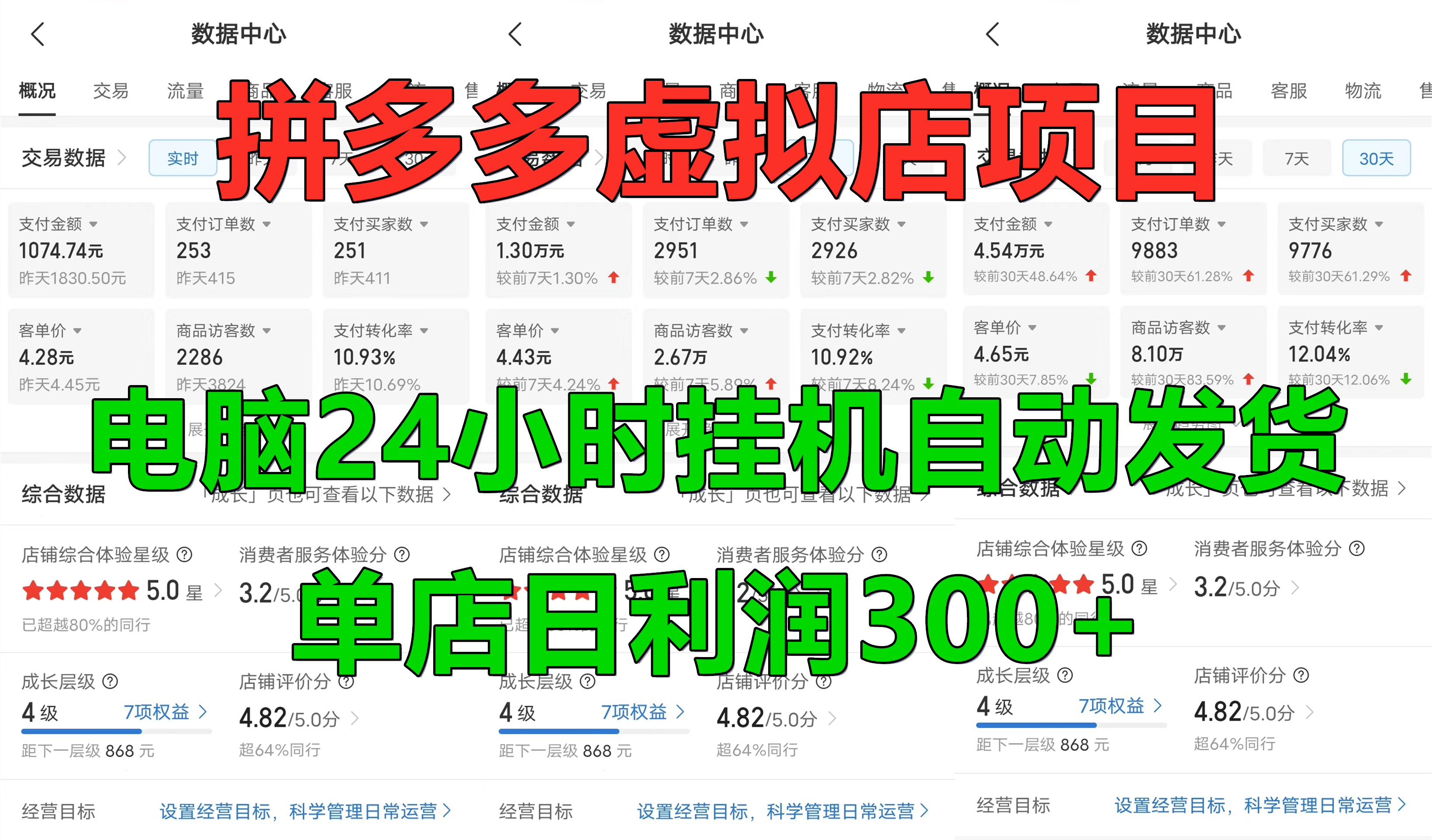拼多多虚拟店项目，电脑挂机自动发货，单店日利润300+，可放大操作-宁率网络知识库