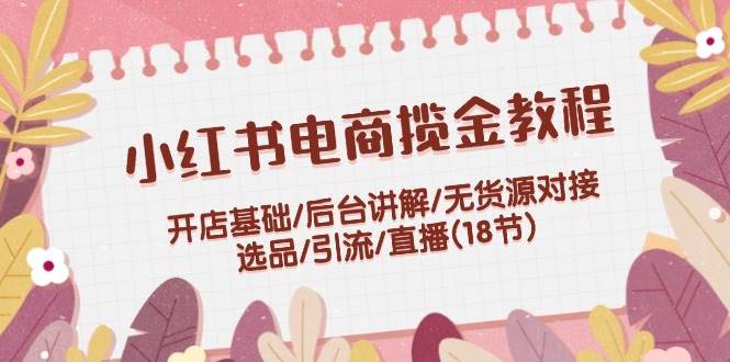 小红书电商揽金教程：开店基础/后台讲解/无货源对接/选品/引流/直播(18节)-宁率网络知识库