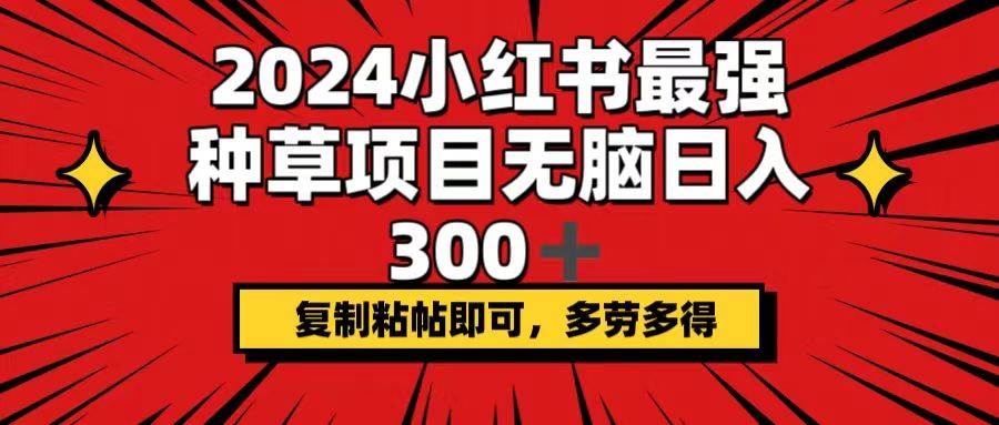2024小红书最强种草项目，无脑日入300+，复制粘帖即可，多劳多得-宁率网络知识库