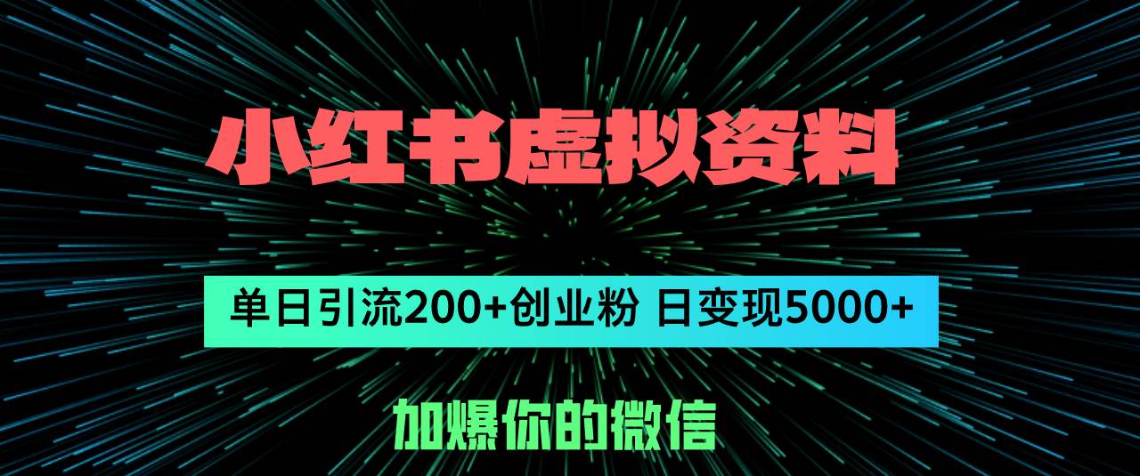 小红书虚拟资料日引流200+创业粉，单日变现5000+-宁率网络知识库