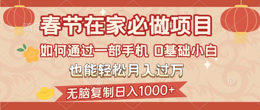 春节在家如何通过一部手机，无脑复制日入1000+，0基础小白也能轻松月入过万-宁率网络知识库