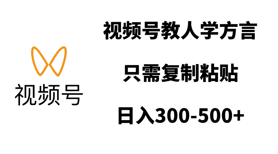 视频号教人学方言，只需复制粘贴，日入300-500+-宁率网络知识库