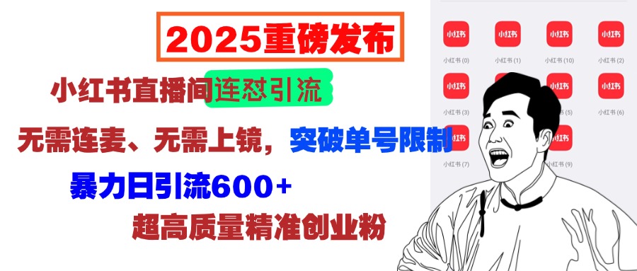 2025重磅发布：小红书直播间连怼引流，无需连麦、无需上镜，突破单号限制，暴力日引流600+超高质量精准创业粉-宁率网络知识库