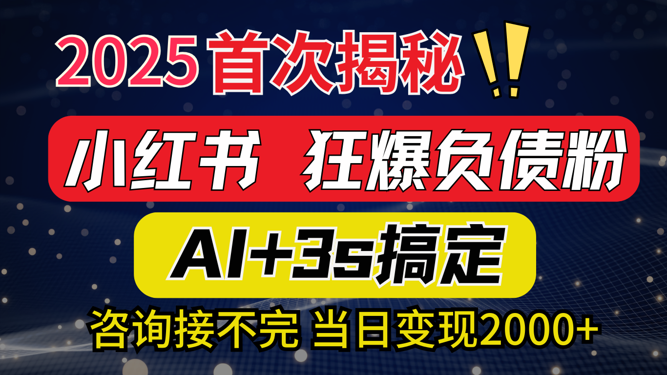 2025引流天花板：最新小红书狂暴负债粉思路，咨询接不断，当日入2000+-宁率网络知识库
