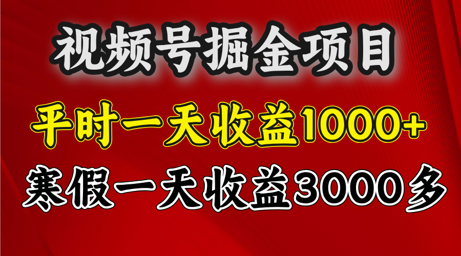 视频号掘金项目，寒假一天收益3000多-宁率网络知识库