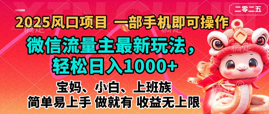 2025蓝海风口项目，微信流量主最新玩法，轻松日入1000+，简单易上手，做就有 收益无上限-宁率网络知识库