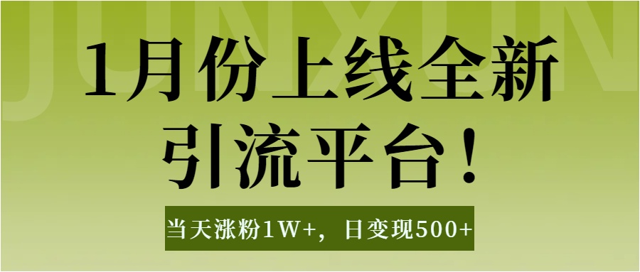 1月上线全新引流平台，当天涨粉1W+，日变现500+工具无脑涨粉，解放双手操作简单-宁率网络知识库