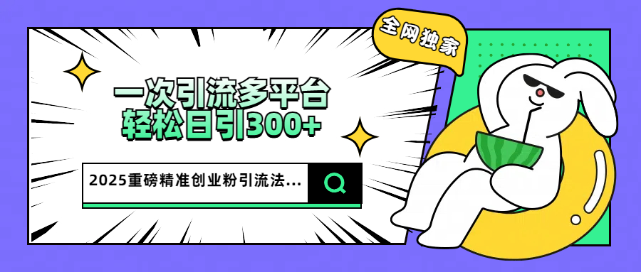 2025重磅全网独家引流法，一次多平台，轻松日引300+精准创业粉-宁率网络知识库