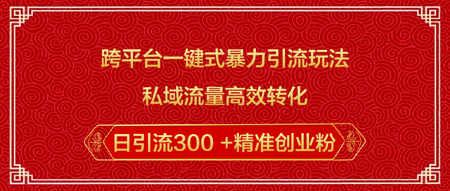 跨平台一键式暴力引流玩法，私域流量高效转化日引流300 +精准创业粉-宁率网络知识库