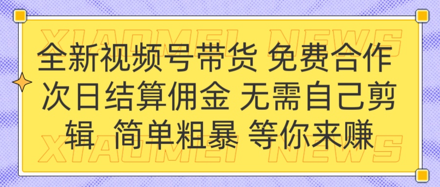 全新视频号 免费合作 佣金次日结算 无需自己剪辑-宁率网络知识库
