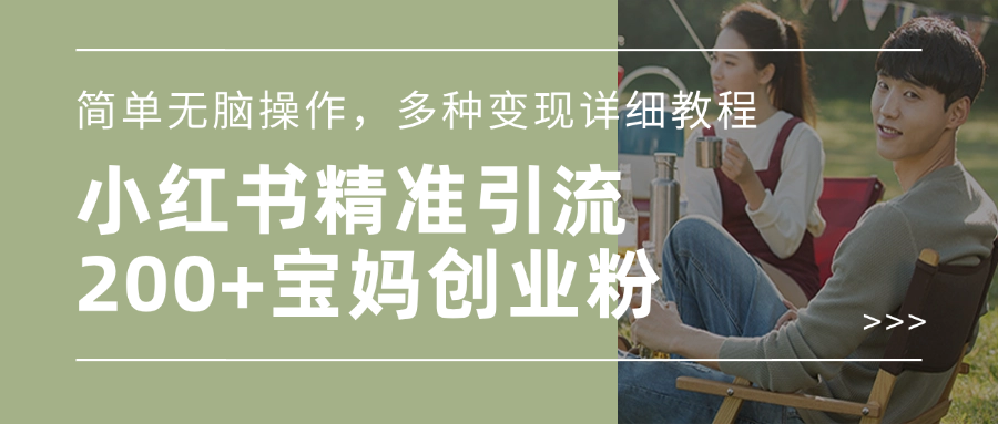小红书精准日引200+宝妈创业粉，简单无脑操作，多种变现详细教程-宁率网络知识库