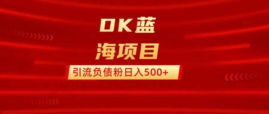 DK蓝海项目  通过，抖音，快手，小红书，引流负债粉日入500+-宁率网络知识库