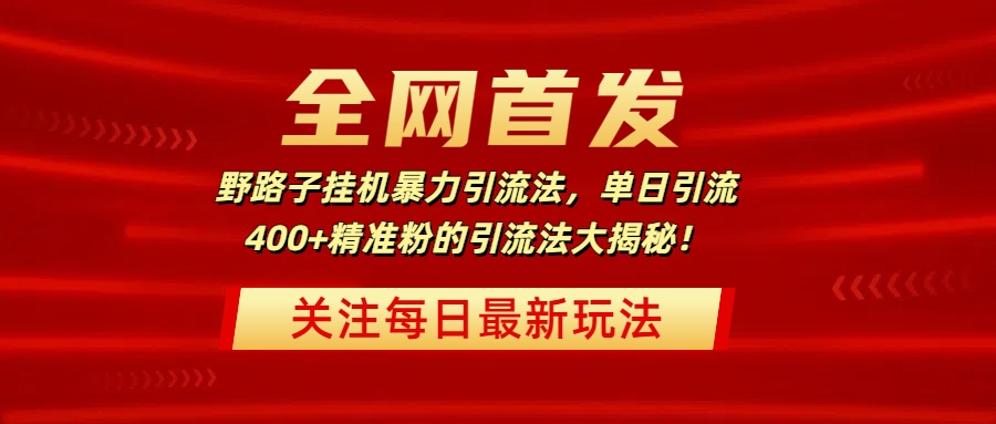 全网首发，野路子挂机暴力引流法，单日引流400+精准粉的引流法大揭秘！-宁率网络知识库