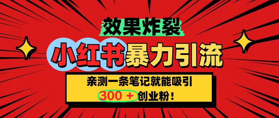 小红书炸裂玩法，亲测一条笔记就能吸引300+精准创业粉！-宁率网络知识库