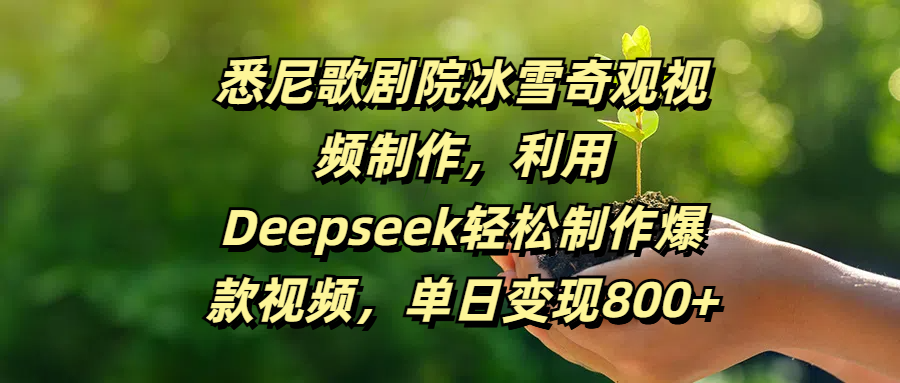 悉尼歌剧院冰雪奇观视频制作，利用Deepseek轻松制作爆款视频，单日变现800+-宁率网络知识库