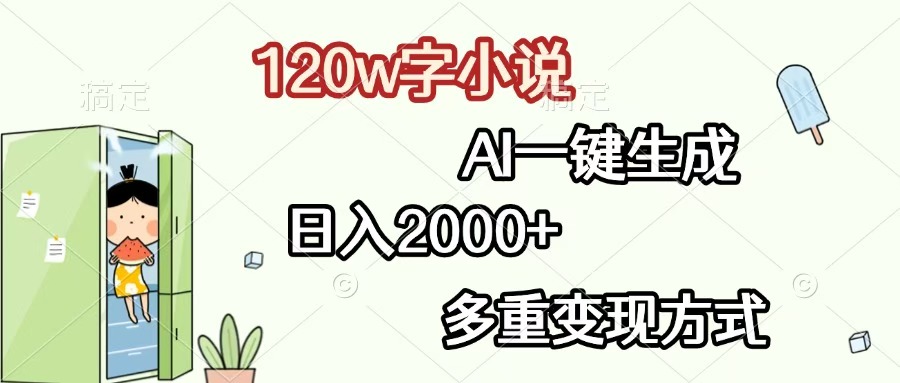 120w字小说，AI一键生成，日入2000+，多重变现方式-宁率网络知识库