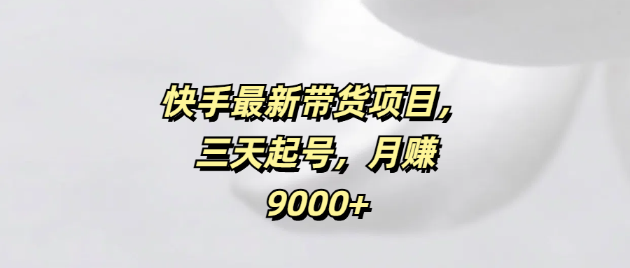 快手最新带货项目，三天起号，月赚9000+-宁率网络知识库