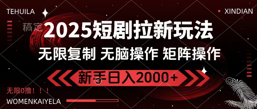2025短剧拉新玩法，无需注册登录，无限0撸，无脑批量操作日入2000+-宁率网络知识库