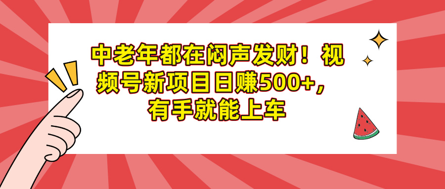 中老年都在闷声发财！视频号新项目日赚500+，有手就能上车-宁率网络知识库