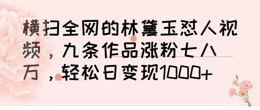 横扫全网的林黛玉怼人视频，九条作品涨粉七八万，轻松日变现 1000➕-宁率网络知识库