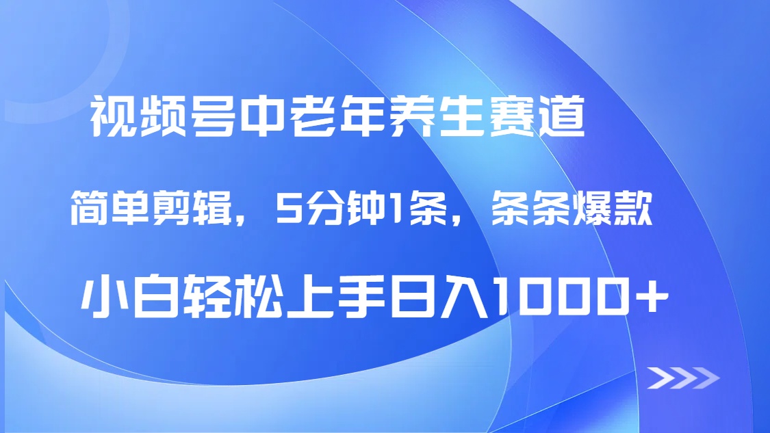 DeepSeek+既梦做视频号中老年养生赛道，条条爆款5分钟1条，轻松日入1000+-宁率网络知识库