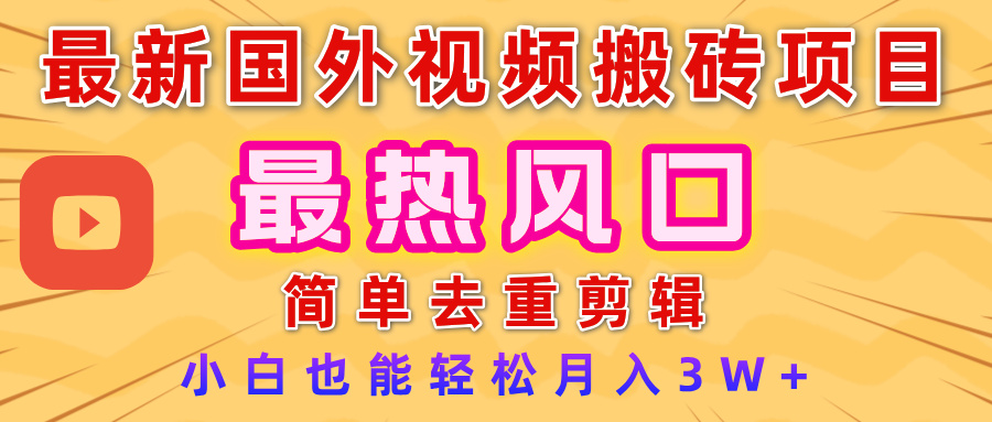 2025最新热门风口，国外视频搬砖项目，简单去重剪辑，小白也能轻松月入3W+-宁率网络知识库