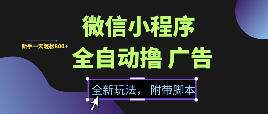 微信小程序挂机撸广告，全新玩法，新手一天轻松800+【附带脚本】-宁率网络知识库