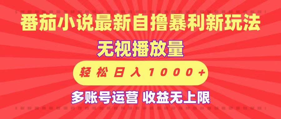 最新番茄小说自撸暴利新玩法！无视播放量，可放大，轻松日入1000+，收益无上限！-宁率网络知识库
