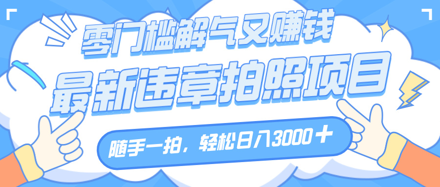 解气又赚钱的项目，随手一拍，轻松收入3000+，最新违章拍照赚钱-宁率网络知识库