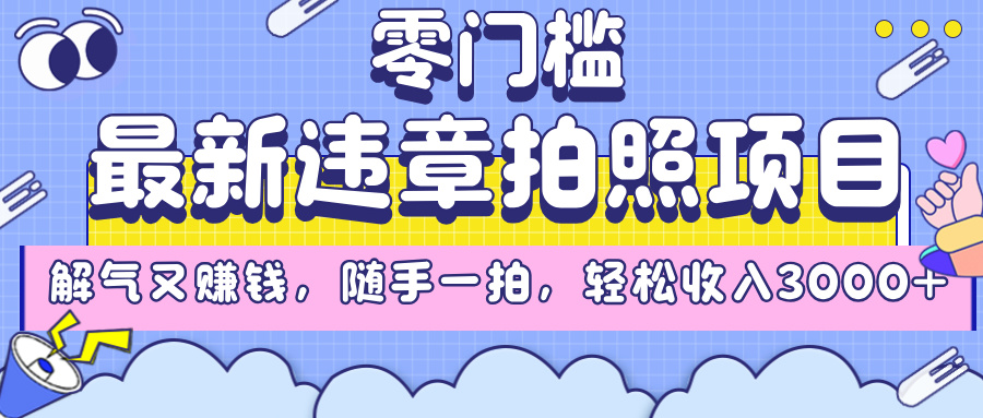 最新违章拍照项目，解气又赚钱，随手一拍，轻松收入3000+-宁率网络知识库