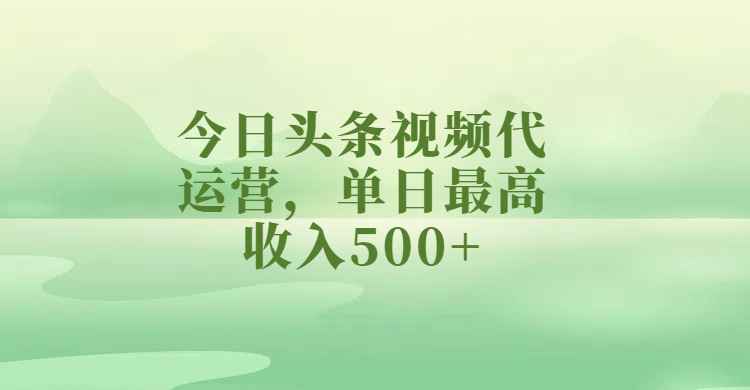 今日头条视频代运营，单日最高收入500+-宁率网络知识库