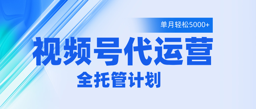 视频号代运营2.0，全程托管招募，单月轻松变现5000+-宁率网络知识库