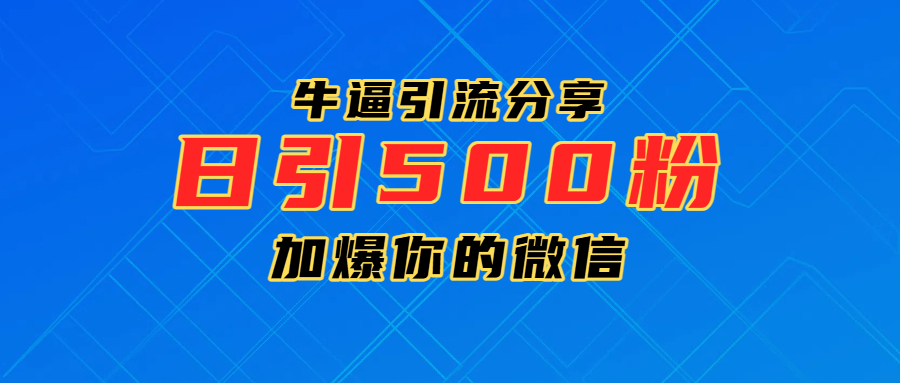 超牛逼引流分享，日引300-500粉，加爆你的微信-宁率网络知识库
