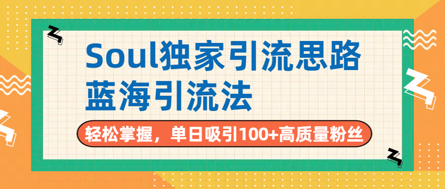 Soul独家引流思路，单日吸引100+高质量粉丝，蓝海引流法，轻松掌握-宁率网络知识库