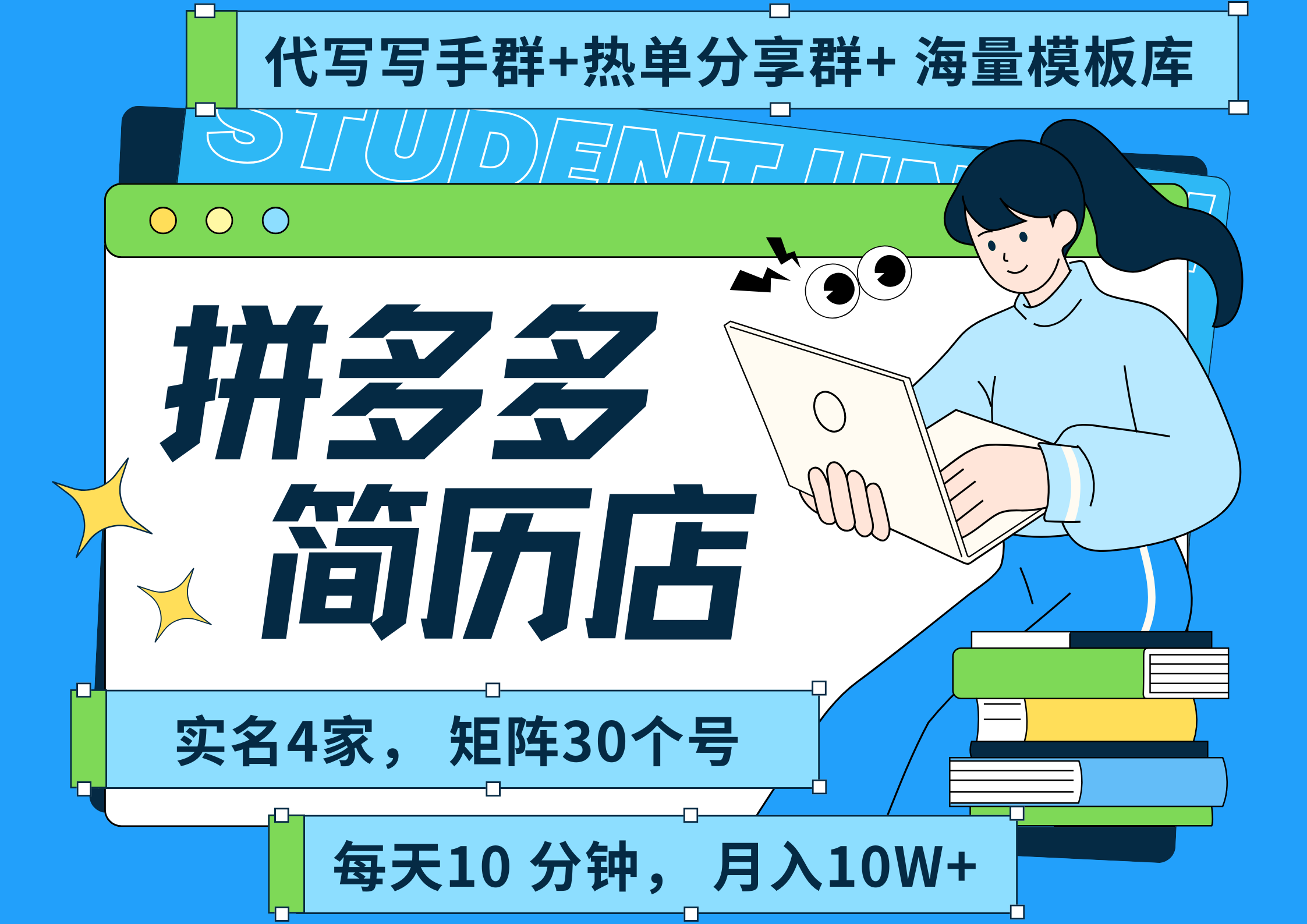 拼多多 虚拟资料 简历 海报代写 全SOP流程 毫无保留分享（含后端资料以及代写渠道）每天十分钟 每人实名四个店  矩阵30个账号  轻轻松松 月入10W-宁率网络知识库