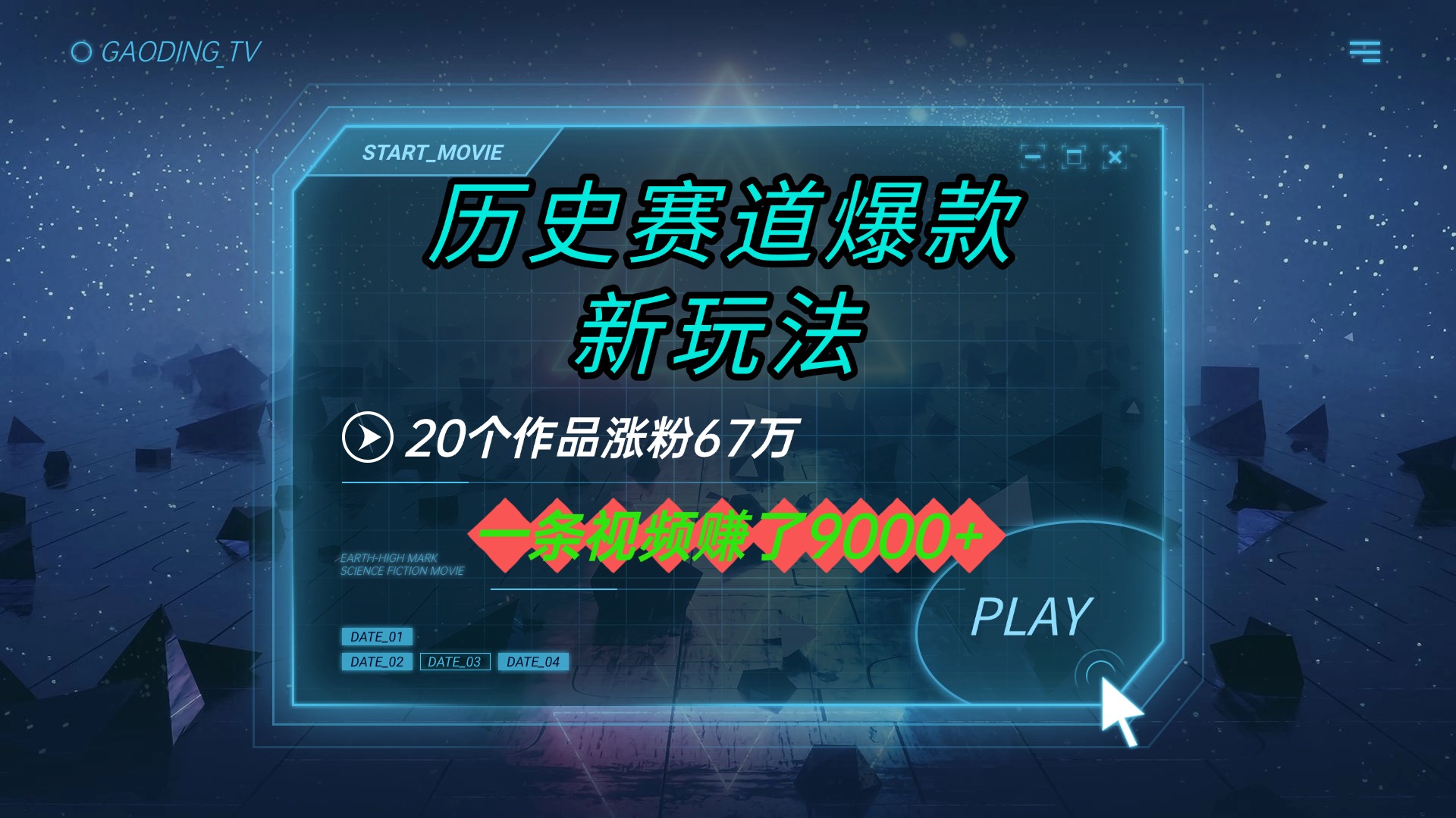 20个作品涨粉67万，一条视频赚了9000+，历史赛道爆款新玩法-宁率网络知识库