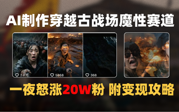 AI制作穿越古战场视频一夜涨粉20W保姆级教学（附AI变现指南）-宁率网络知识库