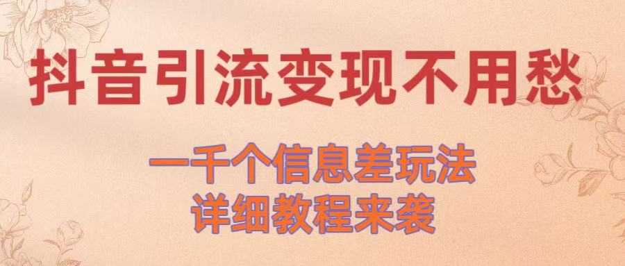 抖音引流变现不用愁！一千个信息差玩法详细教程来袭-宁率网络知识库