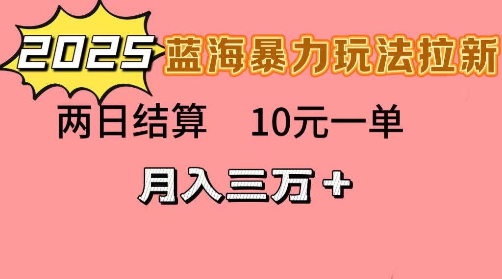 蓝海暴力拉新项目，10元一单，两日结算，月入3w➕-宁率网络知识库
