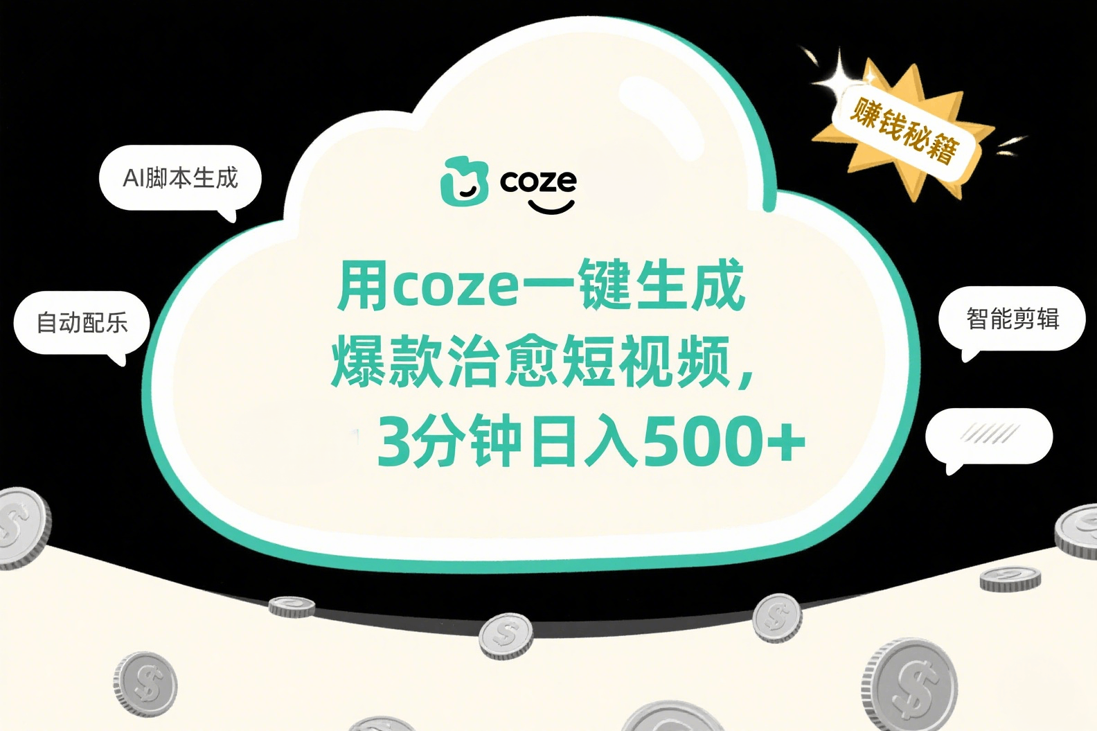 用coze一键生成爆款治愈短视频，3分钟日入500+-宁率网络知识库