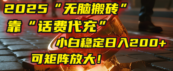 无脑搬砖项目：靠“话费代充”，小白稳定日入200+，可矩阵放大！-宁率网络知识库