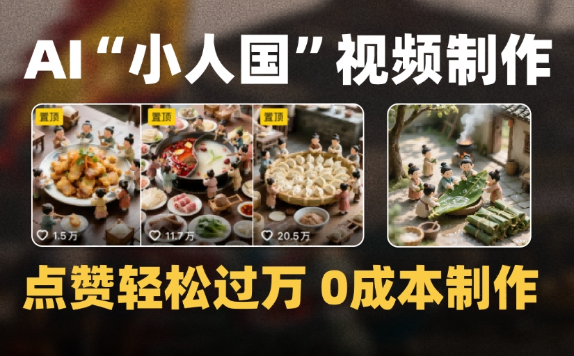 爆款1000W+微缩景观迷你小人国AI视频，0成本制作全流程教学-宁率网络知识库