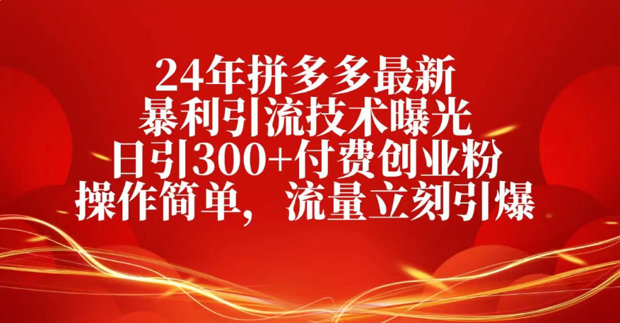 25年拼多多最新暴利引流技术曝光、日引300+付费创业粉操作简单，流量立刻引爆-宁率网络知识库