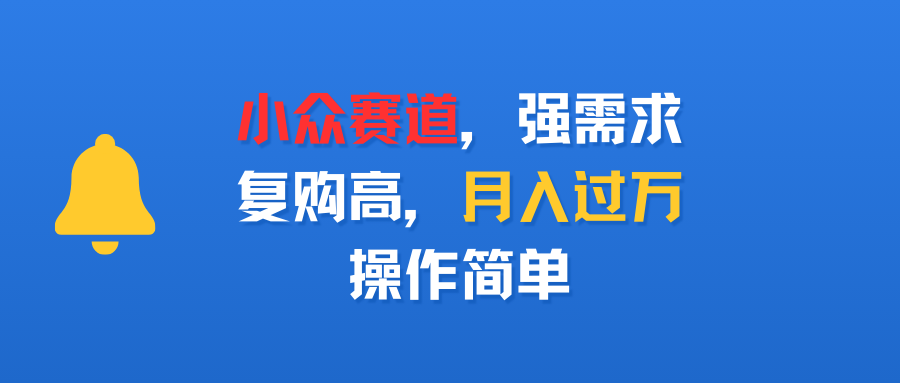 小众赛道，强需求，复购高，月入过万，操作简单-宁率网络知识库