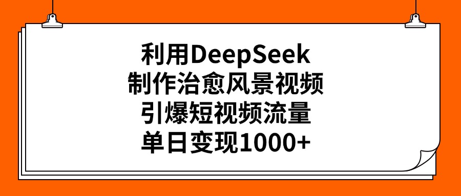 利用DeepSeek制作,治愈风景视频,引爆短视频流量,单日变现1000+-宁率网络知识库
