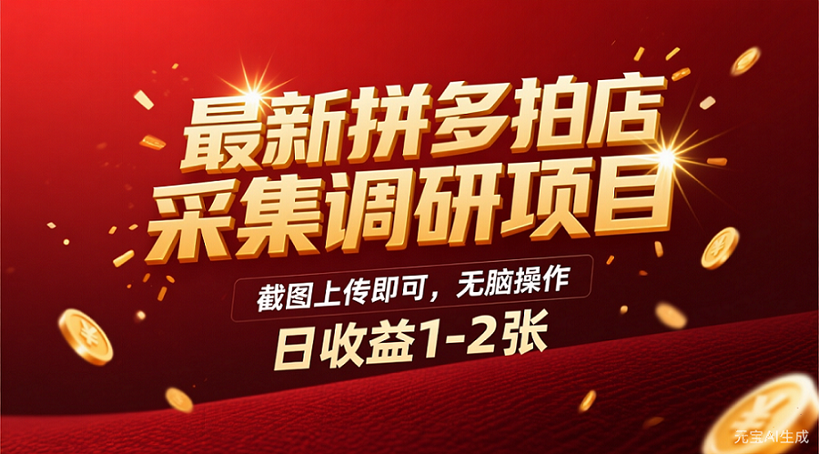 最新拼多多拍店采集调研项目,截图上传即可,无脑操作,日收益1-2张-宁率网络知识库