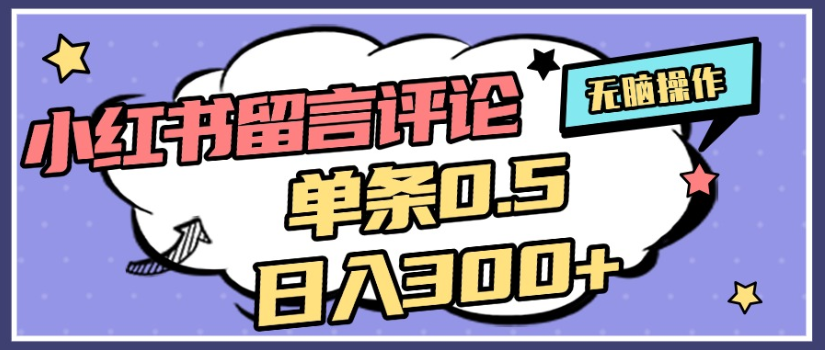 2025年最新小红书评论单条0.5元,日入300+,无上限,详细操作流程-宁率网络知识库