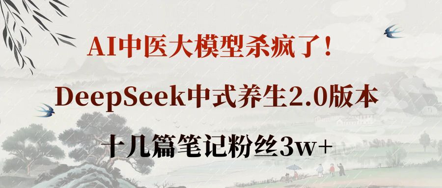 AI中医大模型杀疯了!DeepSeek中式养生2.0版本,十几篇笔记粉丝3w+-宁率网络知识库