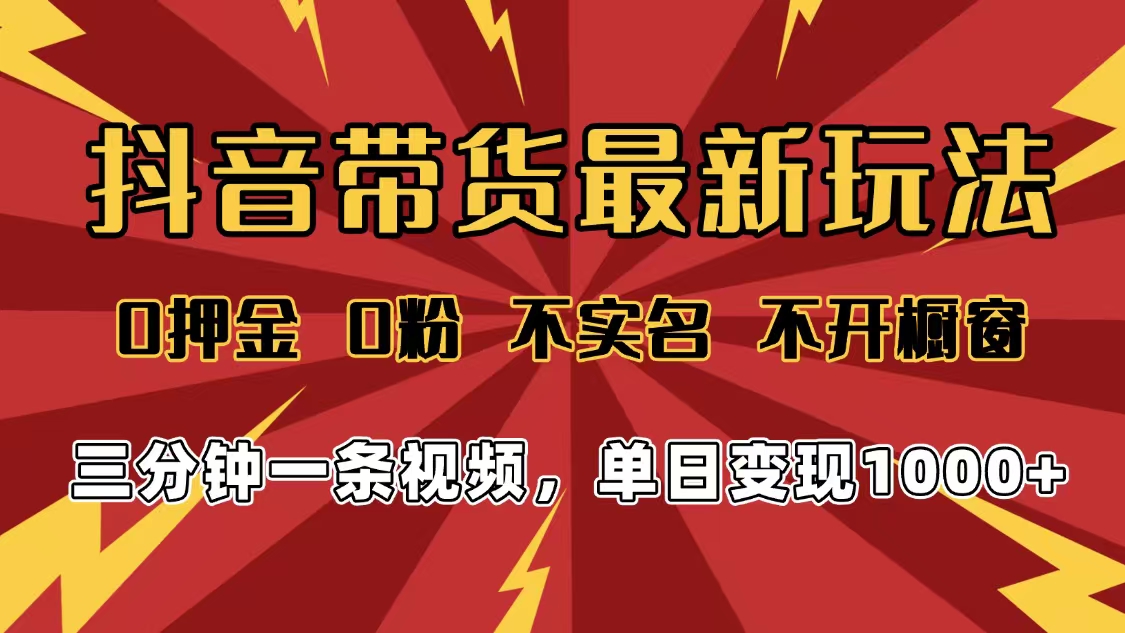 2025年抖音带货最新玩法,0押金0粉,不实名,不开橱窗,单日变现1000➕,小白最快当天见收益-宁率网络知识库