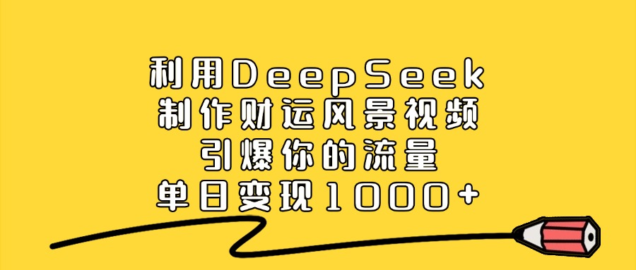 利用DeepSeek制作财运风景视频，直接引爆你的流量，单日变现1000+-宁率网络知识库